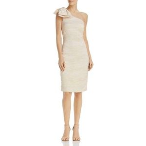 NWT Eliza J One Shoulder Bow Dress Beige
